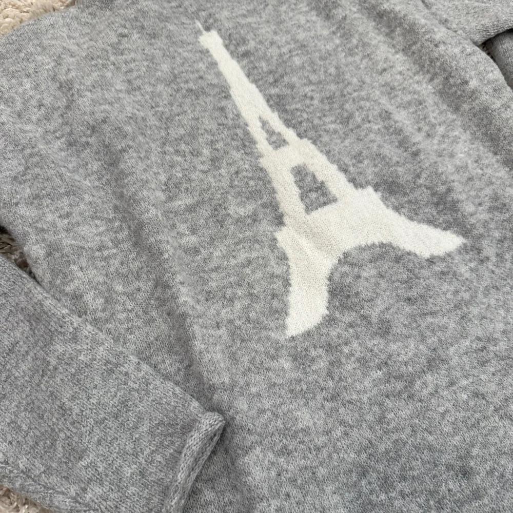 cupcakes & cashmere Gray Eiffel Tower Turtleneck Sweater